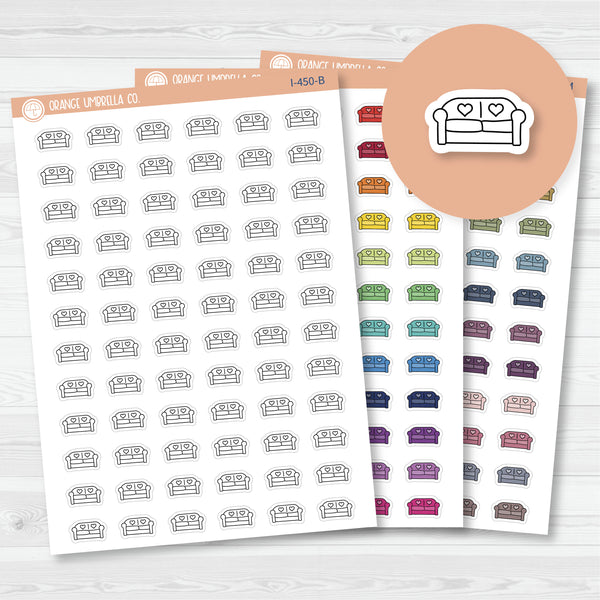 Therapy Icons | Hand Doodled Lazy Day Couch Planner Stickers | Unwind Icons | I-450