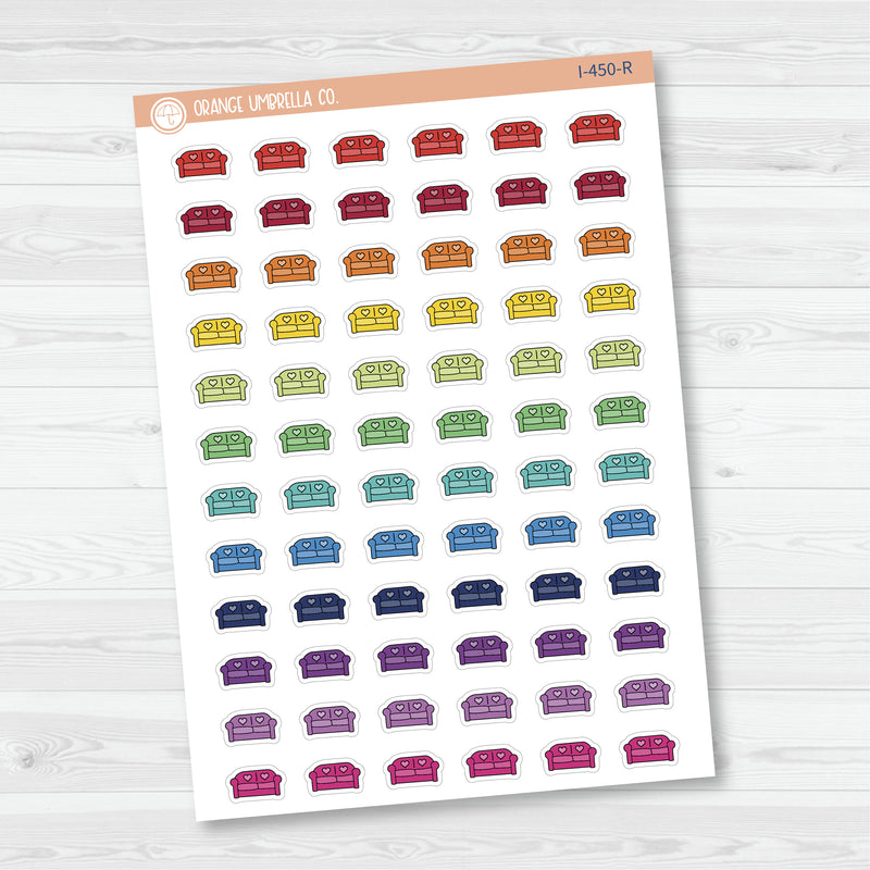 Therapy Icons | Hand Doodled Lazy Day Couch Planner Stickers | Unwind Icons | I-450