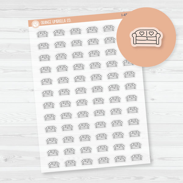 Nap Time Icons | HandDoodled Lazy Day Couch Planner Stickers | Clear Matte | I-450-BCM