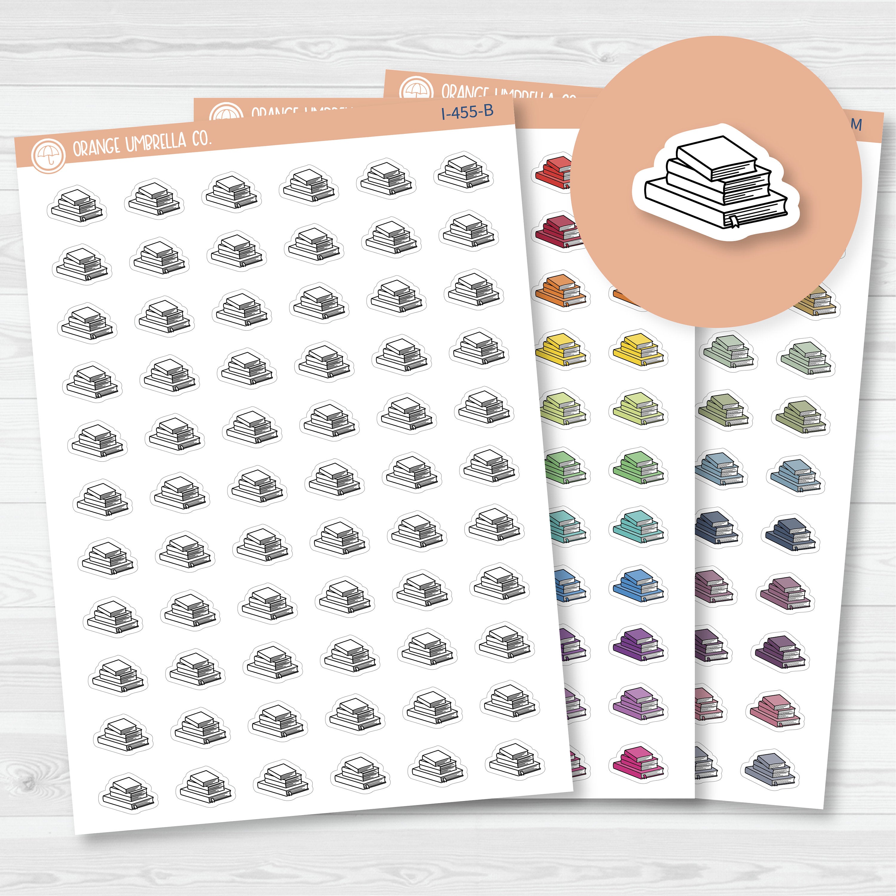 Currently Reading Icons | Hand Doodled Book Stack Icon Planner Stickers | I-455