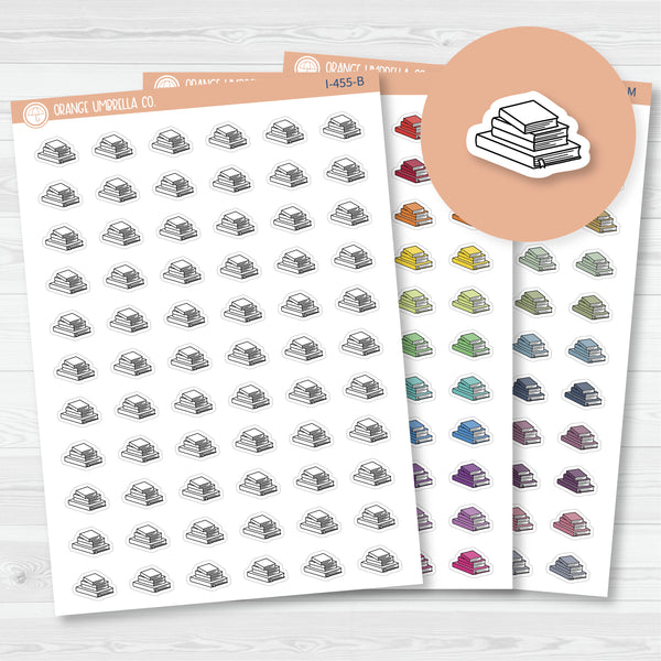 Currently Reading Icons | Hand Doodled Book Stack Icon Planner Stickers | I-455