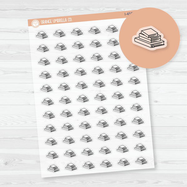 To Read Book Icons | Hand Doodled Book Stack Planner Stickers | Clear Matte | I-455-BCM