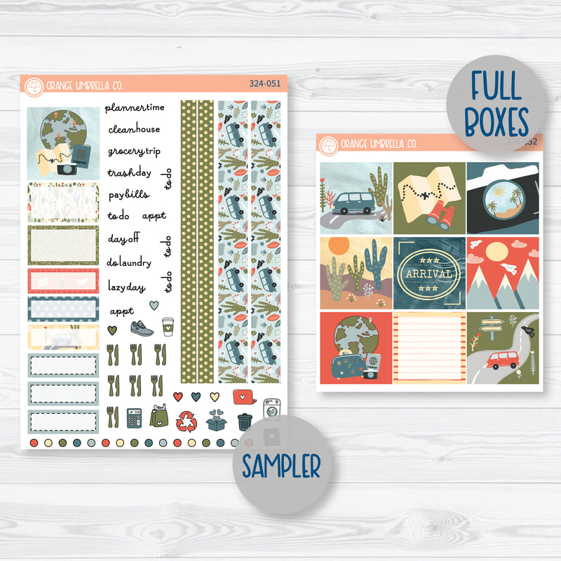 Summer Vacation Kit | Hobonichi Cousin Planner Kit Stickers | Well Traveled | 324-051