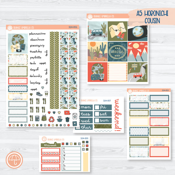 Summer Vacation Kit | Hobonichi Cousin Planner Kit Stickers | Well Traveled | 324-051
