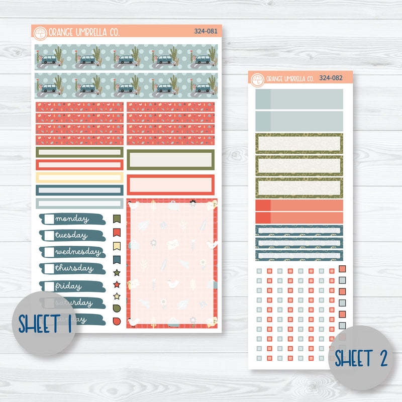 Summer Vacation Kit | Compact Vertical Planner Kit Stickers for Erin Condren | Well Traveled | 324-081