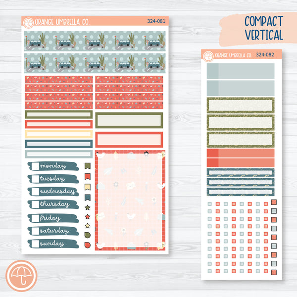 Summer Vacation Kit | Compact Vertical Planner Kit Stickers for Erin Condren | Well Traveled | 324-081