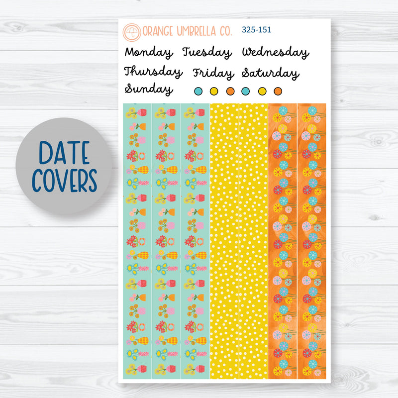 Bright Summer Floral Kit | 7x9 Plum Daily Planner Kit Stickers | Sunny Days | 325-151