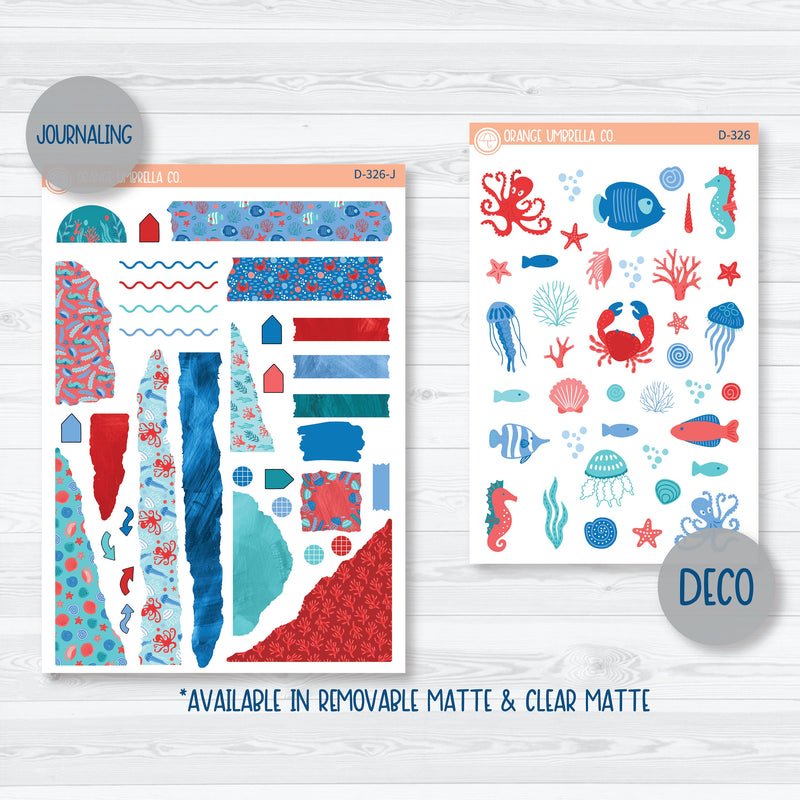 Underwater Ocean Planner Kit | Kit Deco Journaling Planner Stickers | Go Fish | D-326