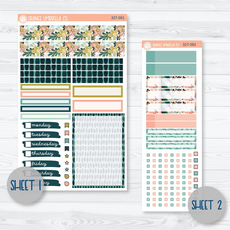 Tropical Floral Kit | Compact Vertical Planner Kit Stickers for Erin Condren | | Island Sunrise | 327-081