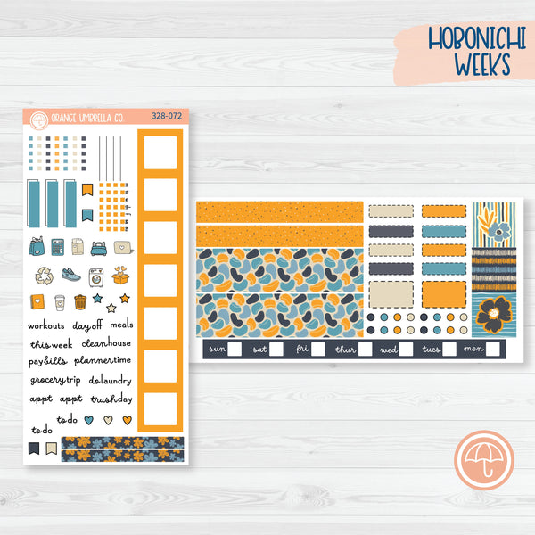 Blue & Yellow Floral Hobonichi Weeks Planner Kit Stickers | Casual Friday | 328-071