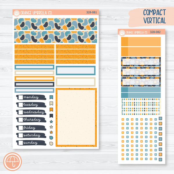 Blue & Yellow Floral Sticker Kit | Compact Vertical Planner Kit Stickers for Erin Condren | Casual Friday | 328-081