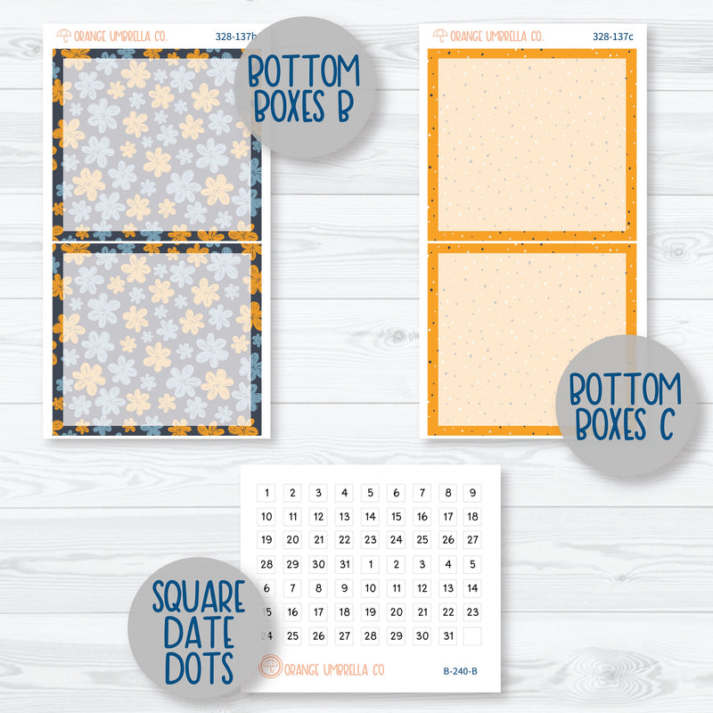Blue & Yellow Floral Sticker Kit | 7x9 Daily Duo Planner Kit Stickers | Casual Friday | 328-131