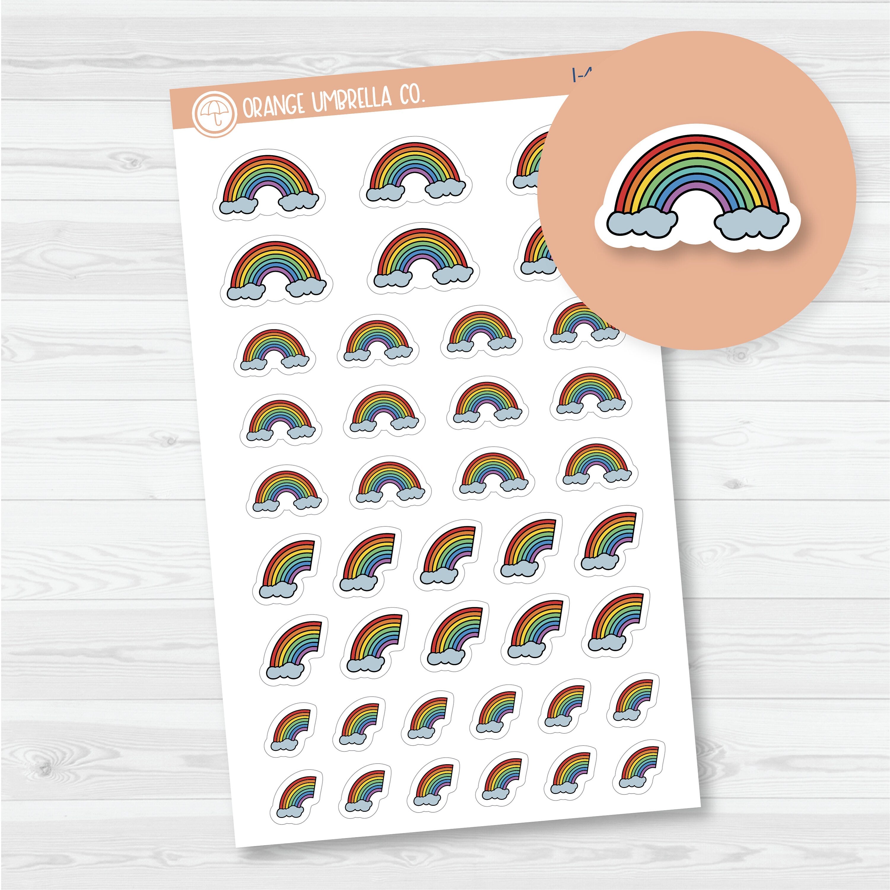 Hand Doodled Rainbows Icon Planner Stickers | I-466