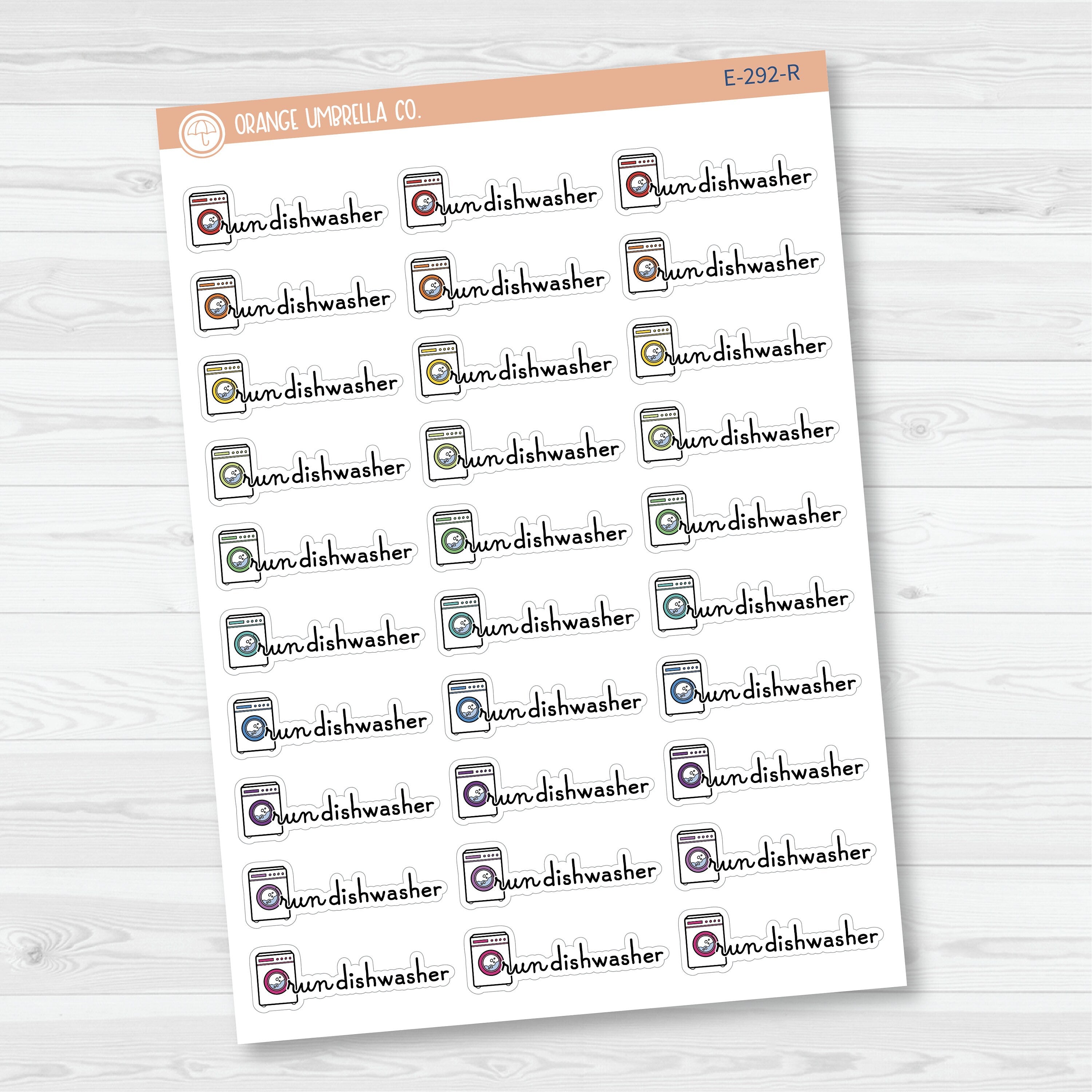 Run Dishwasher Icon Script Planner Stickers | F16 | E-292