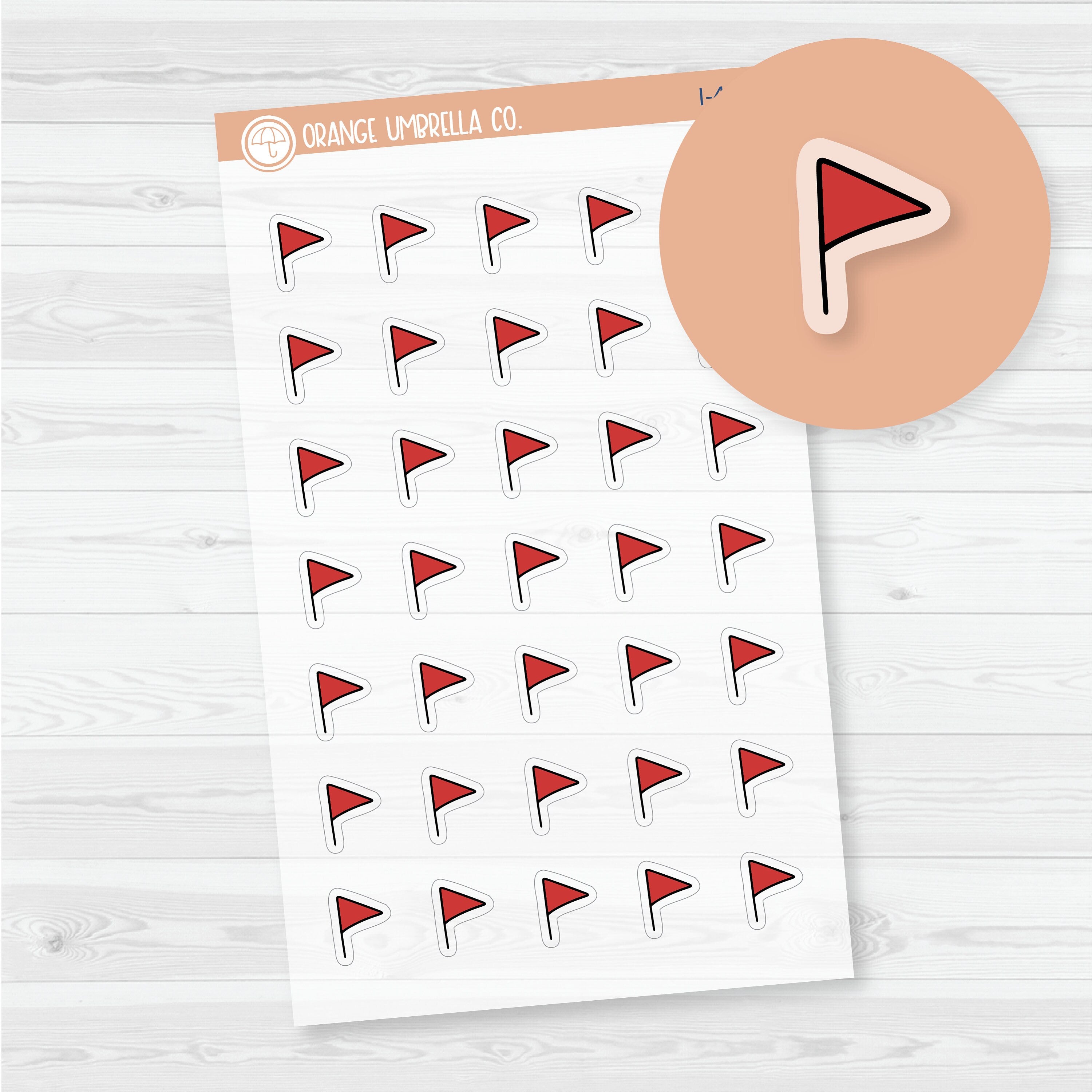 Hand Doodled Red Flag Period Tracker Planner Stickers | Clear Matte