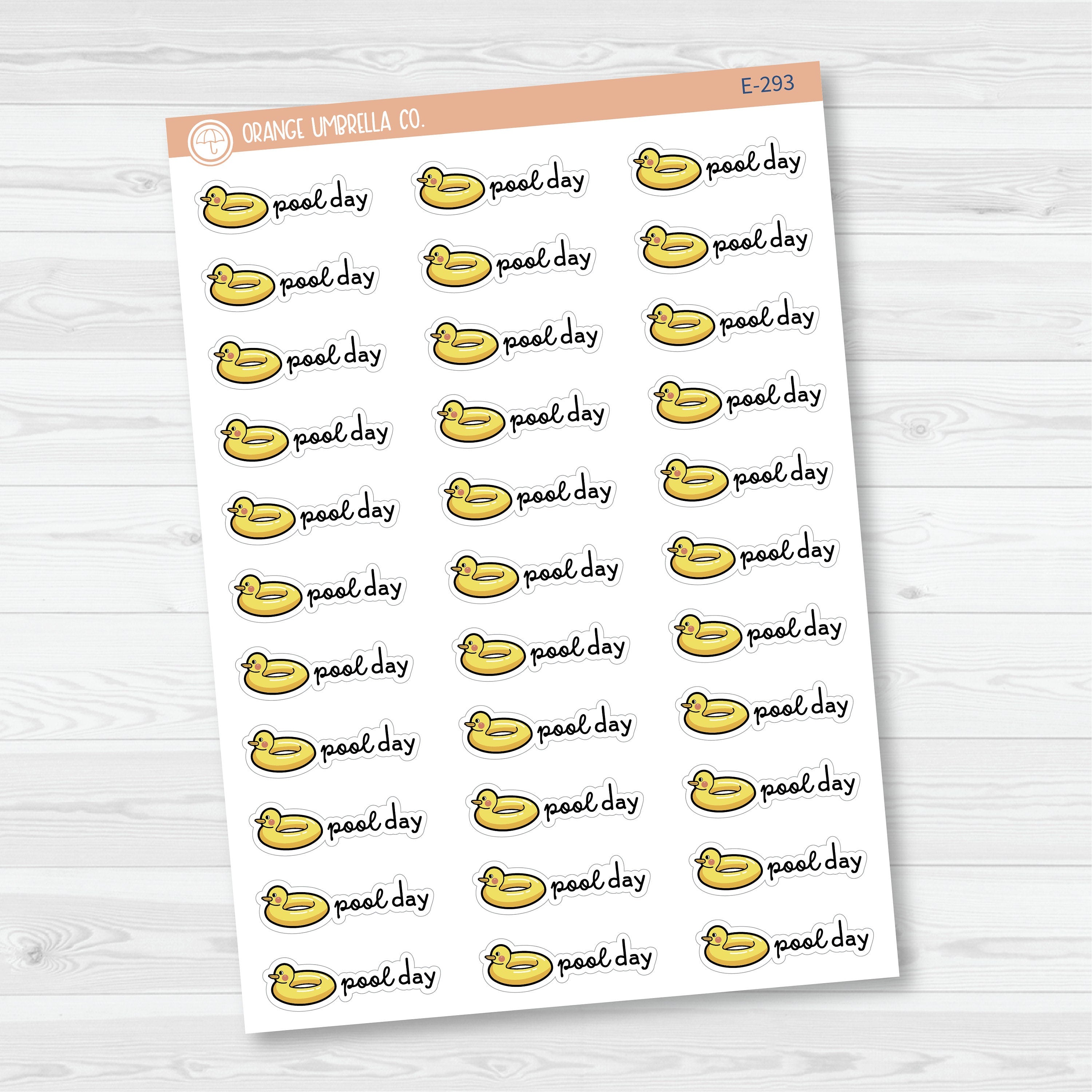 Pool Day with Ducky or Umbrella Planner Stickers | E-293 & E-294