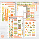 Orange Floral Universal Planner Kit | Journal Style Planner Kit Stickers | U-013