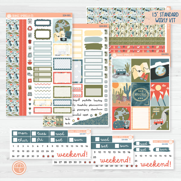 Summer Travel Kit | Weekly Planner Kit Stickers | Well Traveled | 324-001