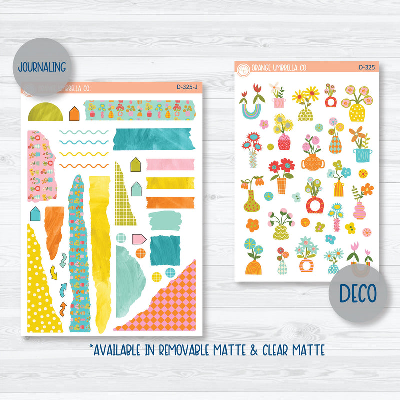 Bright Summer Florals | Kit Deco Journaling Planner Stickers | Sunny Days | D-325