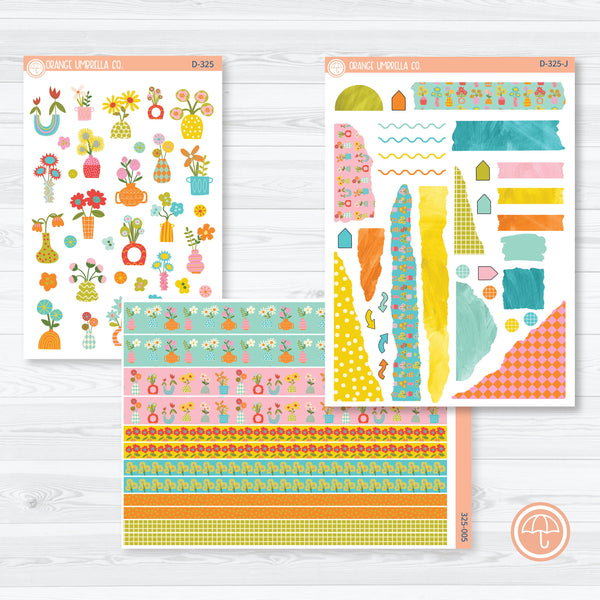 Bright Summer Florals | Kit Deco Journaling Planner Stickers | Sunny Days | D-325