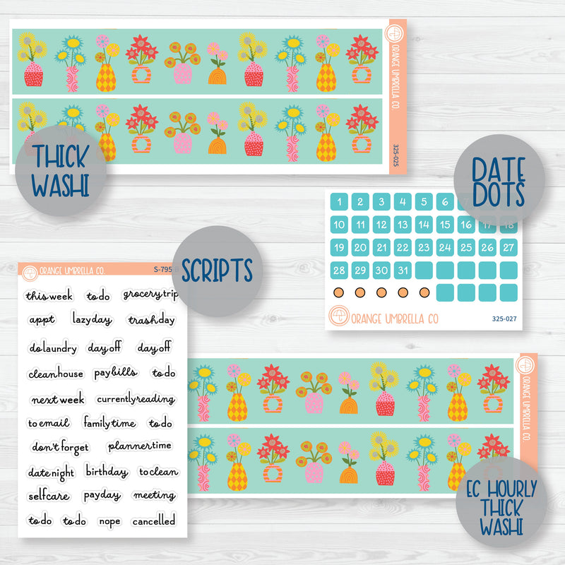 Bright Summer Florals | Weekly Add-On Planner Kit Stickers | Sunny Days | 325-012