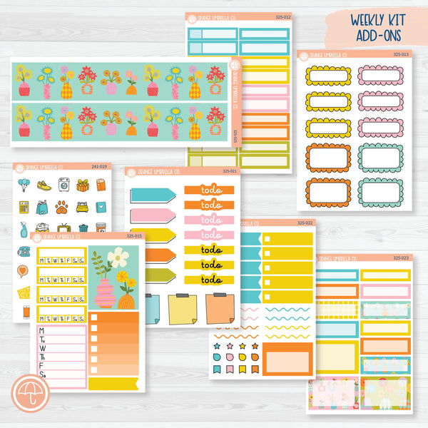 Bright Summer Florals | Weekly Add-On Planner Kit Stickers | Sunny Days | 325-012