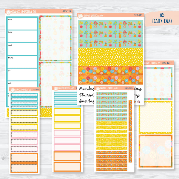 Bright Summer Floral Kit | A5 Daily Duo Planner Kit Stickers | Sunny Days | 325-121