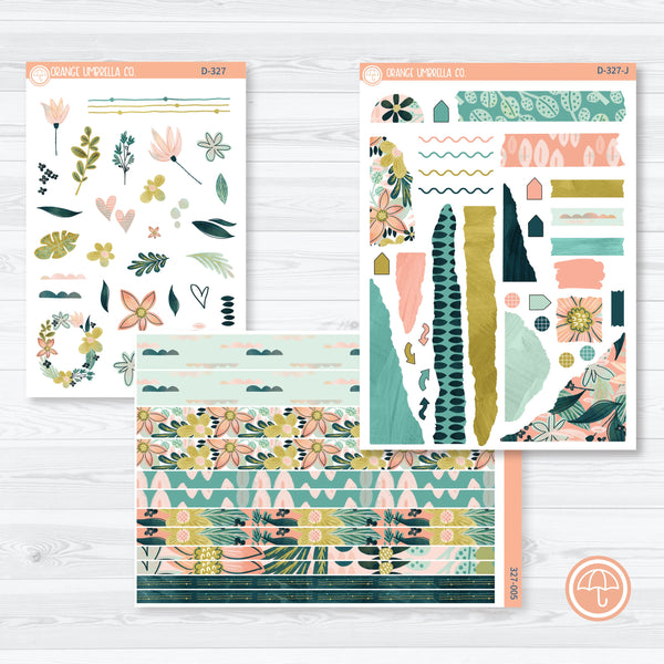 Tropical Floral Stickers | Kit Deco Journaling Planner Stickers | Island Sunrise | D-327