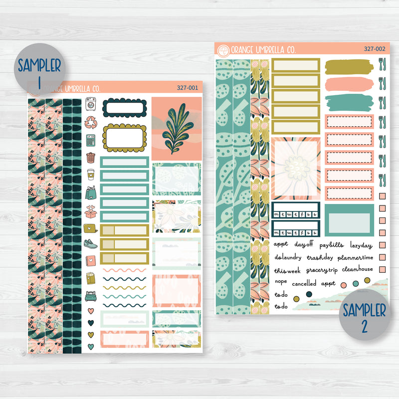 Tropical Floral Stickers | Summer Weekly Planner Kit Stickers | Island Sunrise | 327-001