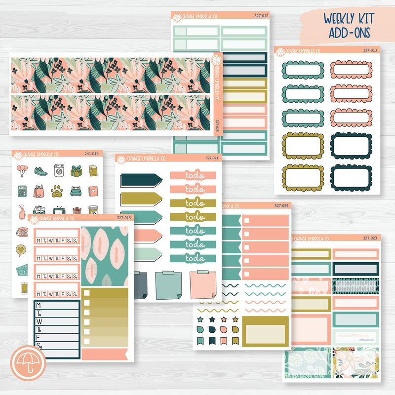 Tropical Floral Stickers | Summer Weekly Add-On Planner Kit Stickers | Island Sunrise | 327-012