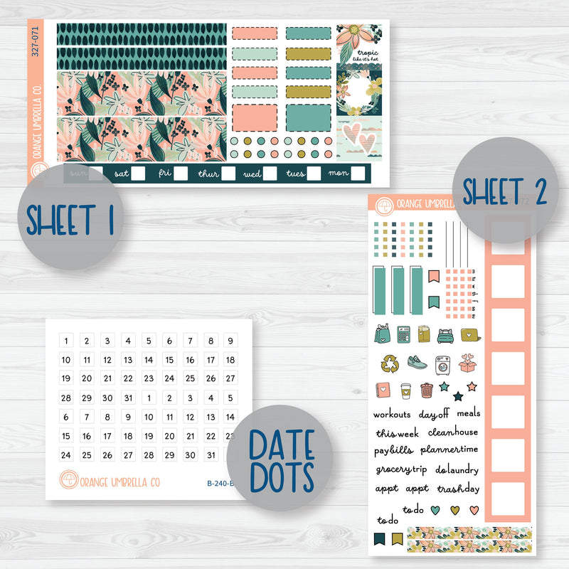 Tropical Floral Hobonichi Weeks Planner Kit Stickers | Island Sunrise | 327-071
