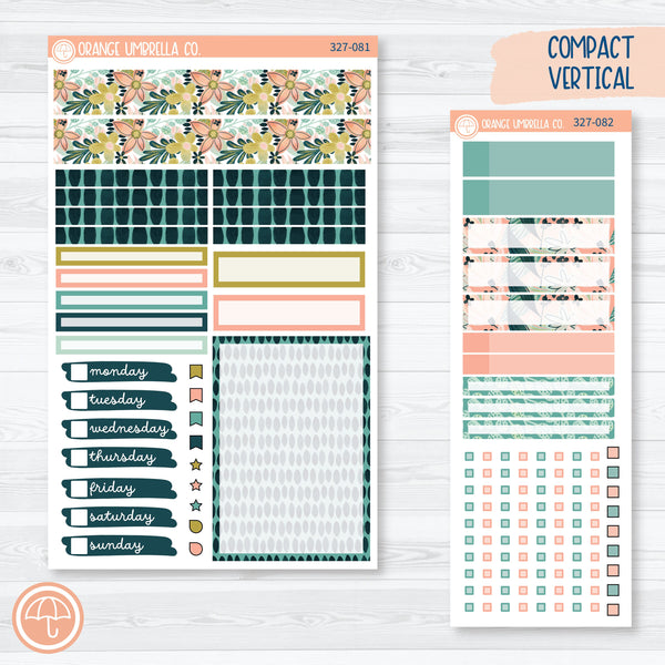 Tropical Floral Kit | Compact Vertical Planner Kit Stickers for Erin Condren | | Island Sunrise | 327-081