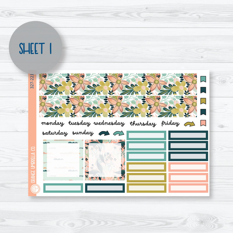 Tropical Floral Stickers | 7x9 Plum Monthly Planner Kit Stickers | Island Sunrise | 327-221