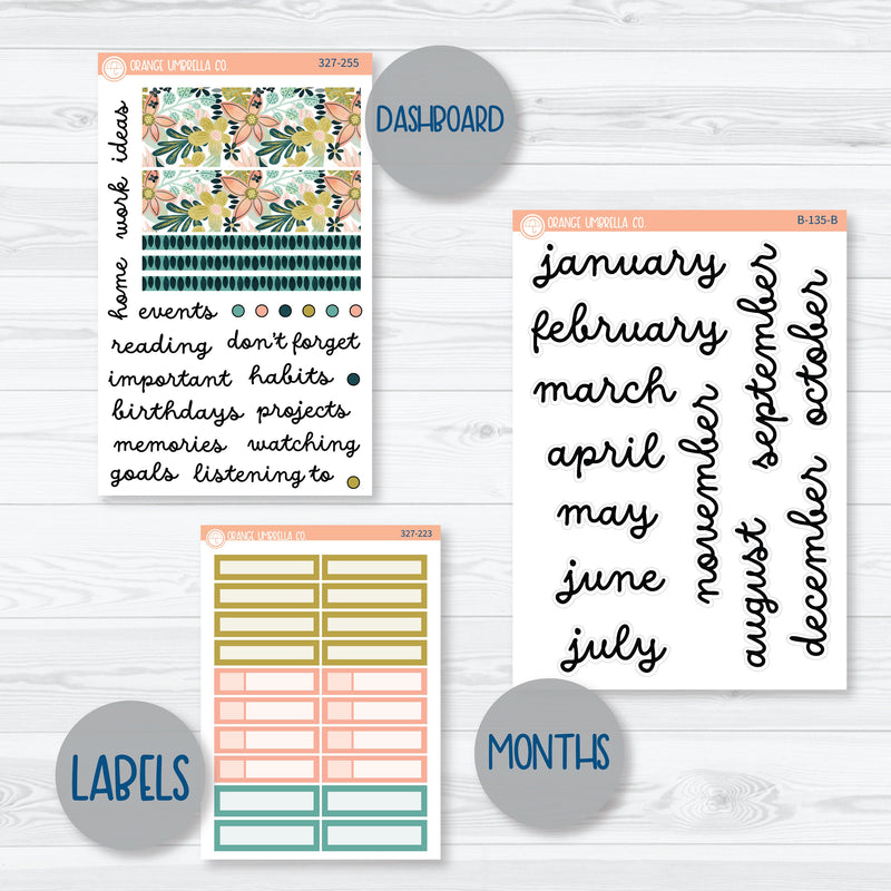 Tropical Floral Stickers | 7x9 ECLP Monthly & Dashboard Planner Kit Stickers | Island Sunrise | 327-251