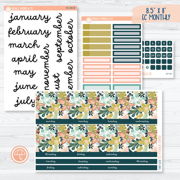 Tropical Floral Kit | 8.5 ECLP Monthly Planner Kit Stickers | Island Sunrise | 327-261