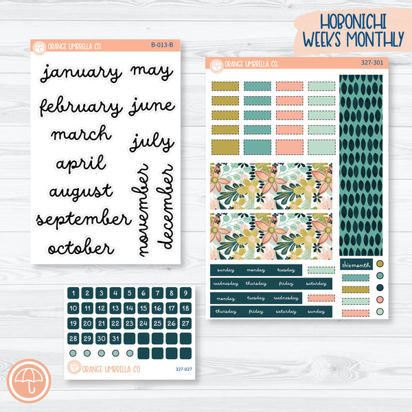 Tropical Floral Kit | Hobonichi Weeks Monthly Planner Kit Stickers | Island Sunrise | 327-301