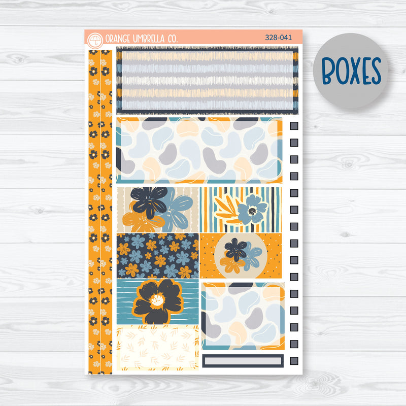Blue & Yellow Floral | Plum Vertical Priorities 7x9 Planner Kit Stickers | Casual Friday | 328-041