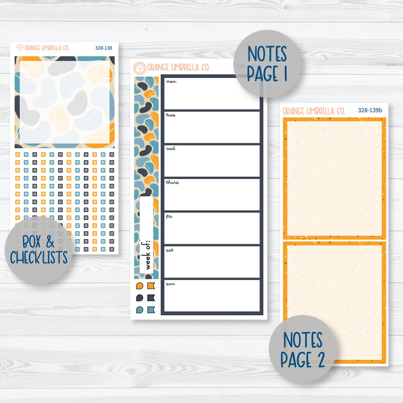 Blue & Yellow Floral Sticker Kit | 7x9 Daily Duo Planner Kit Stickers | Casual Friday | 328-131