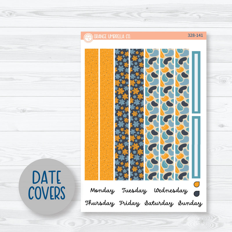 Blue & Yellow Floral Sticker Kit | A5 Plum Daily Planner Kit Stickers | Casual Friday | 328-141