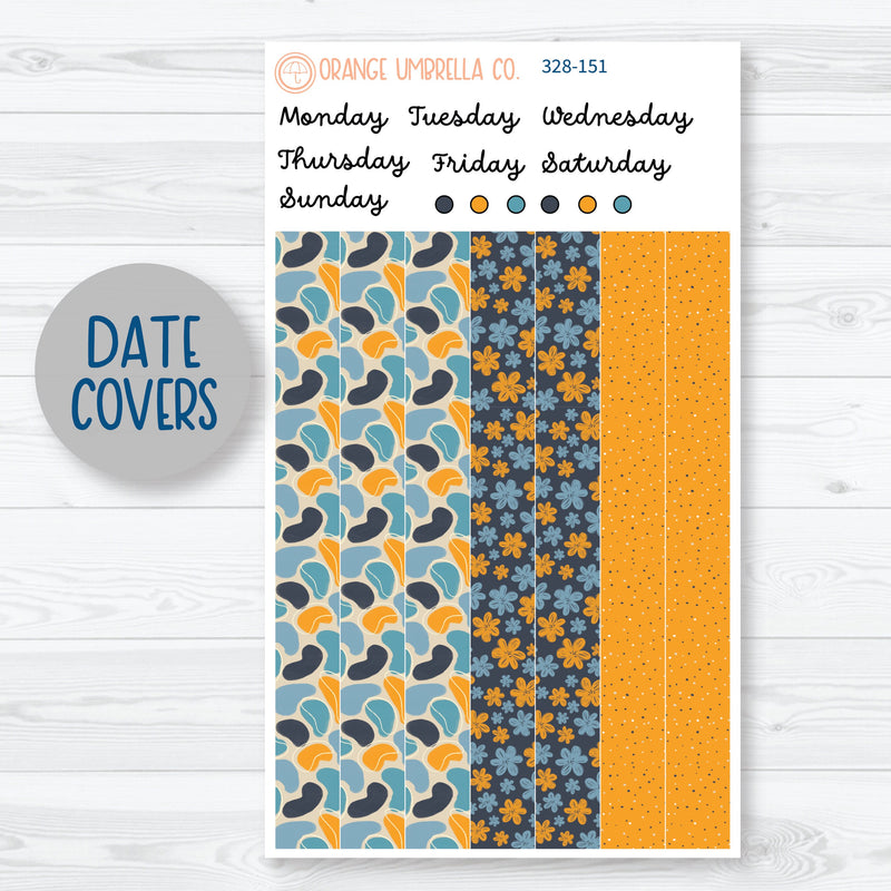 Blue & Yellow Floral Sticker Kit | 7x9 Plum Daily Planner Kit Stickers | Casual Friday | 328-151
