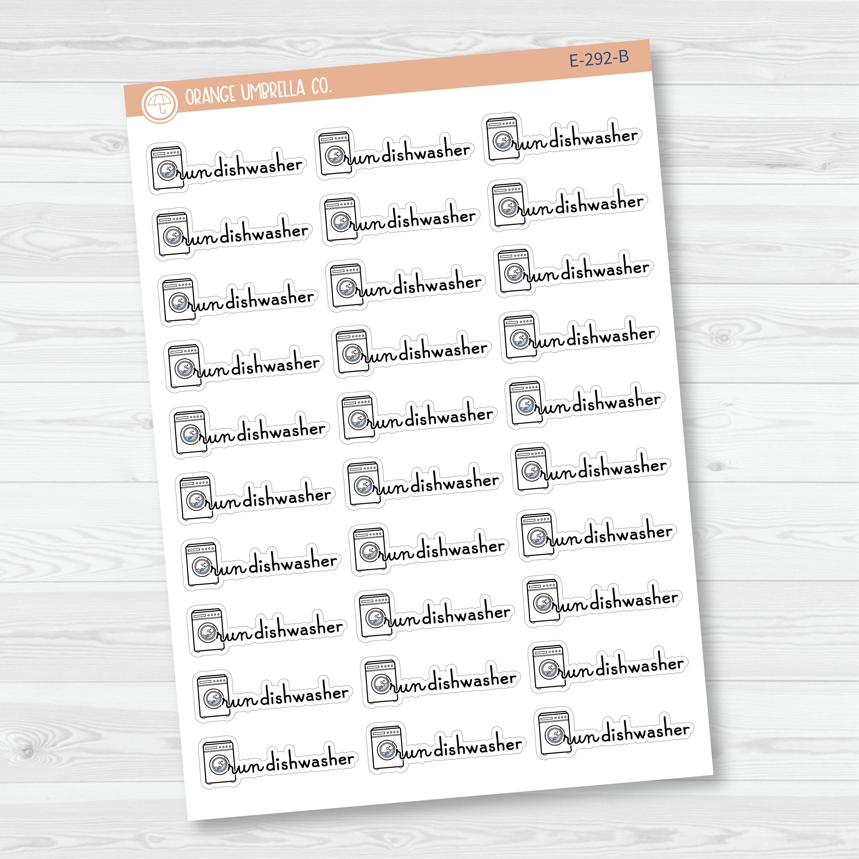Run Dishwasher Icon Script Planner Stickers | F16 | E-292