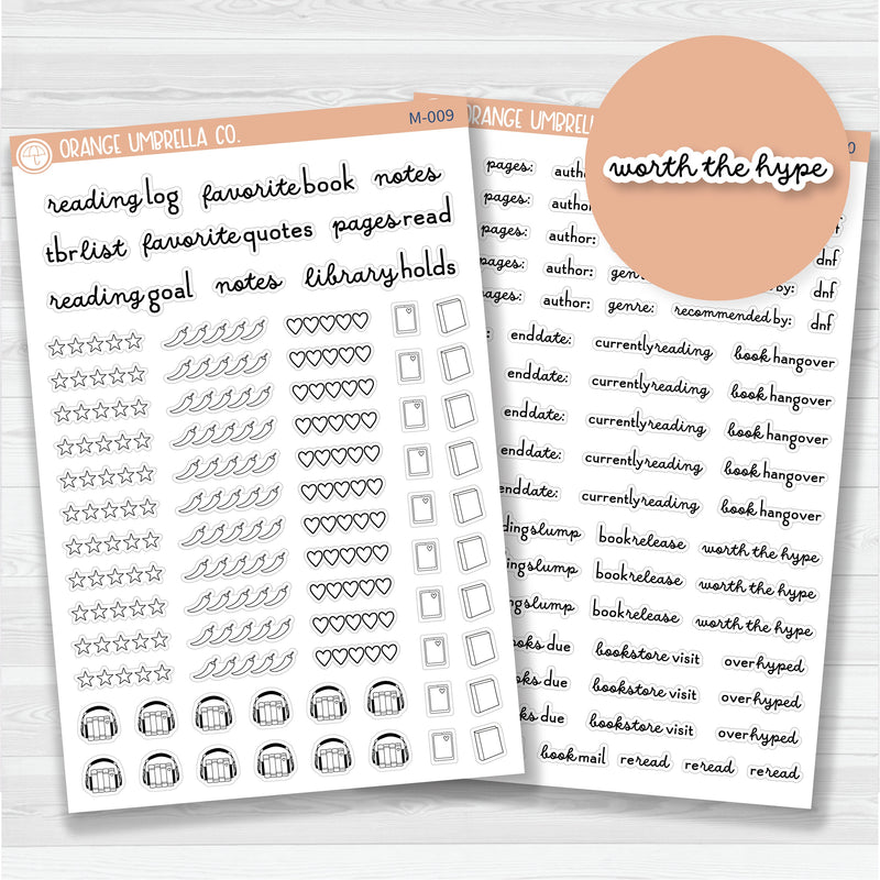 Reading Journal Mixed Sheets Planner Stickers | M-009 & M-010