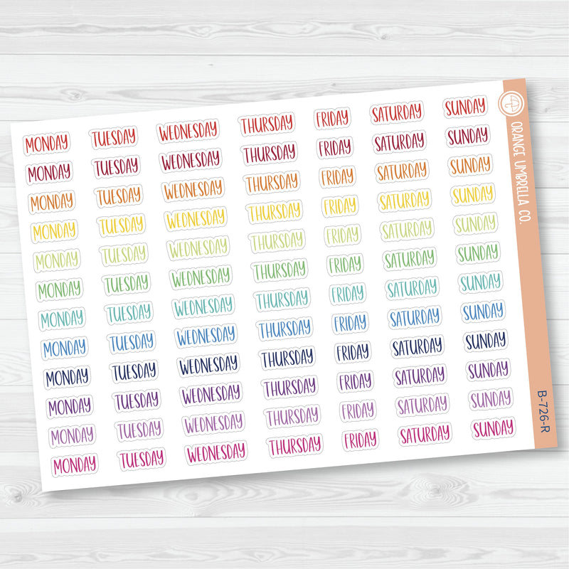 Days of the Week Header Planner Stickers | F13 | B-726