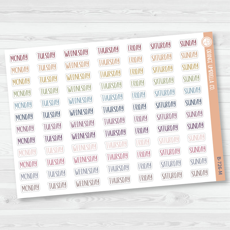 Days of the Week Header Planner Stickers | F13 | B-726