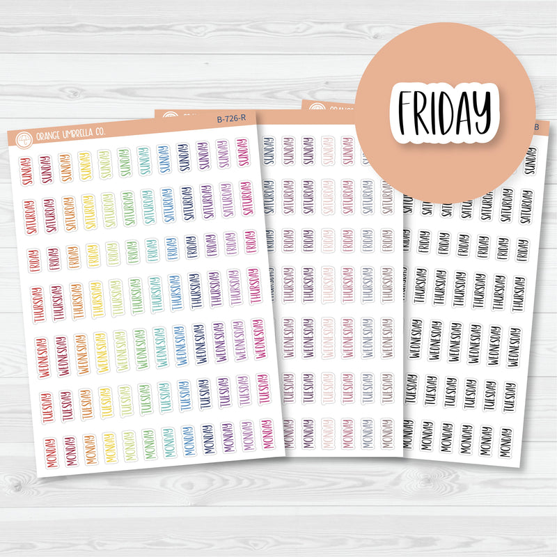 Days of the Week Header Planner Stickers | F13 | B-726