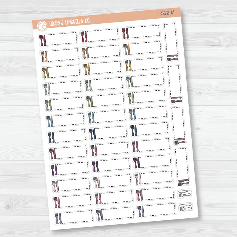 Dashed Meal Planning Stitched Labels Hobonichi Cousin Planner Stickers | L-512