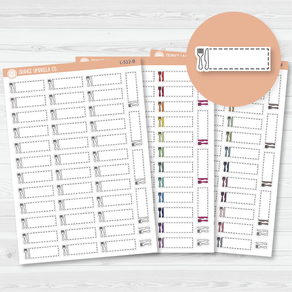 Dashed Meal Planning Stitched Labels Hobonichi Cousin Planner Stickers | L-512