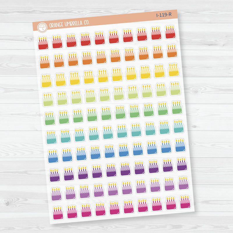 Birthday Cake Icon Planner Stickers | Clear Matte | I-119-CM