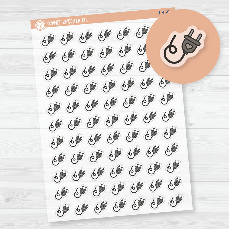 Hand Doodled Plug/Unplug Icon Planner Stickers | Clear Matte | I-468-CM