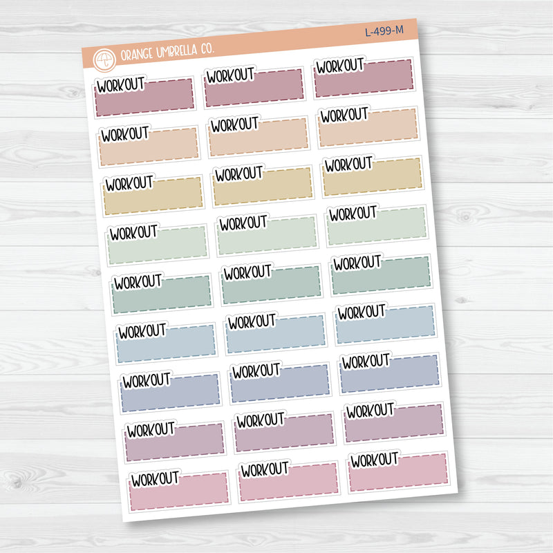 Workout Color Stitched Quarter Box Planner Stickers | L-499